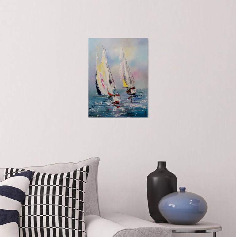 Original Yacht Painting by Liubov Kuptsova