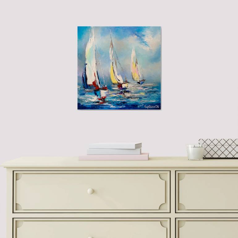 Original Yacht Painting by Liubov Kuptsova