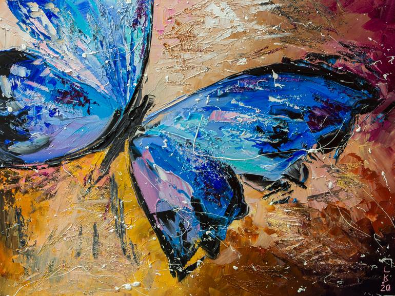 BlUE BUTTERFLY Painting by Liubov Kuptsova