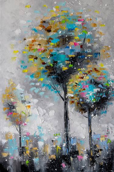 Print of Abstract Tree Paintings by Liubov Kuptsova