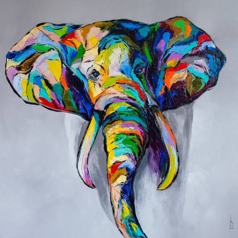 Colorful elephant Painting by Liubov Kuptsova | Saatchi Art
