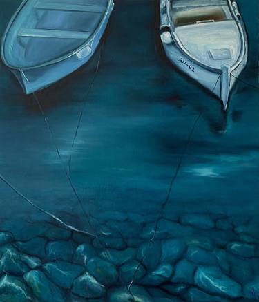 Original Expressionism Boat Painting by Anastasiia Novitskaya