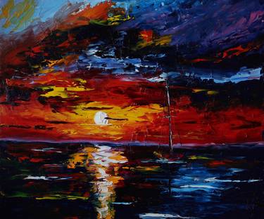 Original Expressionism Sailboat Paintings by Anastasiia Novitskaya