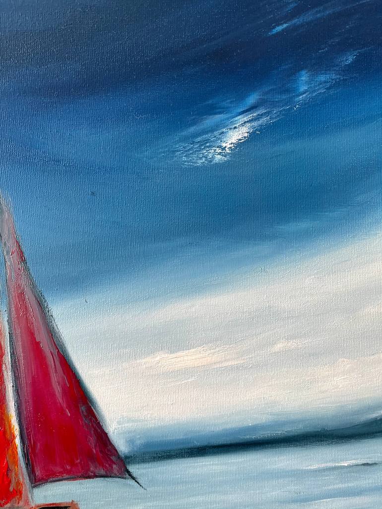 Original Expressionism Boat Painting by Anastasiia Novitskaya