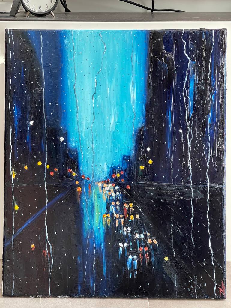 Original Abstract Cities Painting by Anastasiia Novitskaya