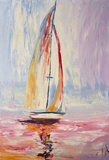 Original Abstract Boat Paintings by Anastasiia Novitskaya