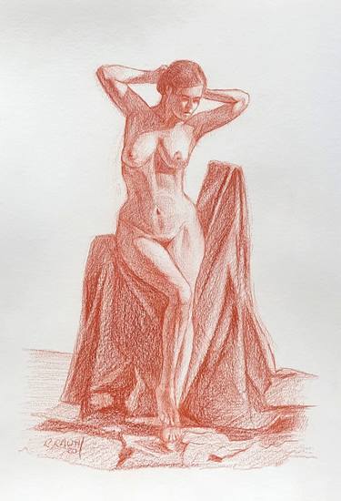 Original Figurative Nude Drawings by Rodney Rauth