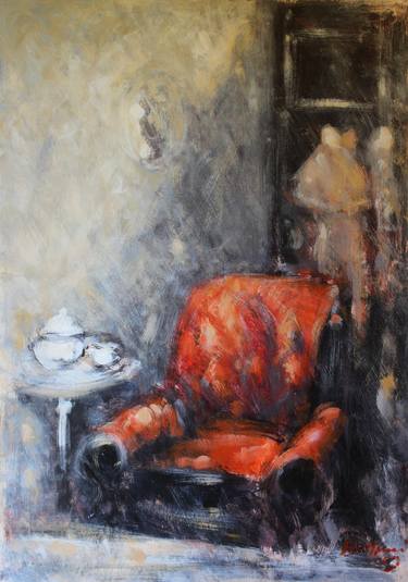 Original Figurative Interiors Paintings by simone Butturini