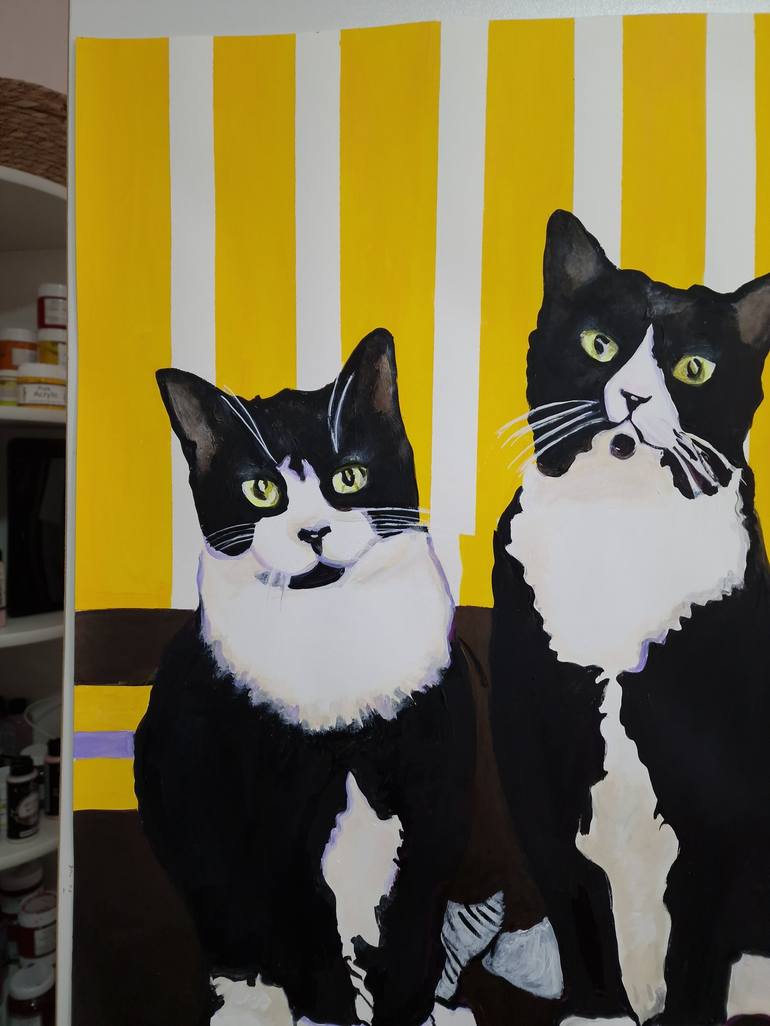 Original Cats Painting by Alexandra Djokic