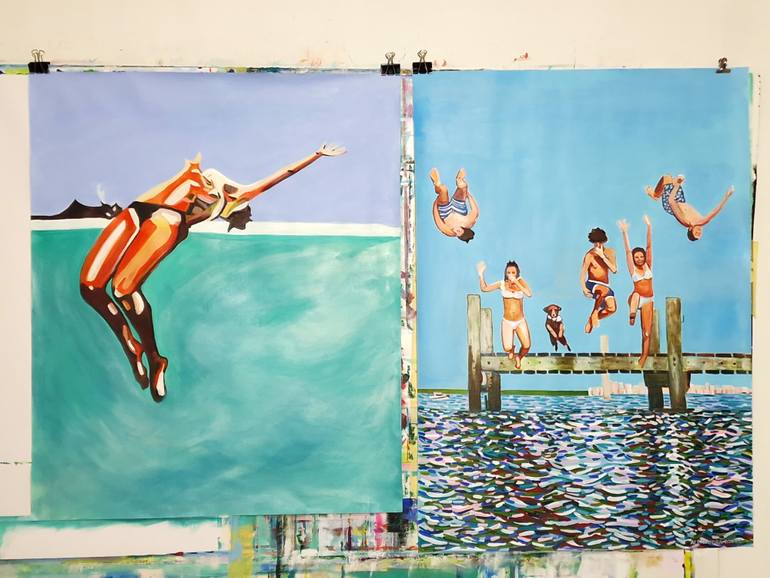 Original Abstract Beach Painting by Alexandra Djokic