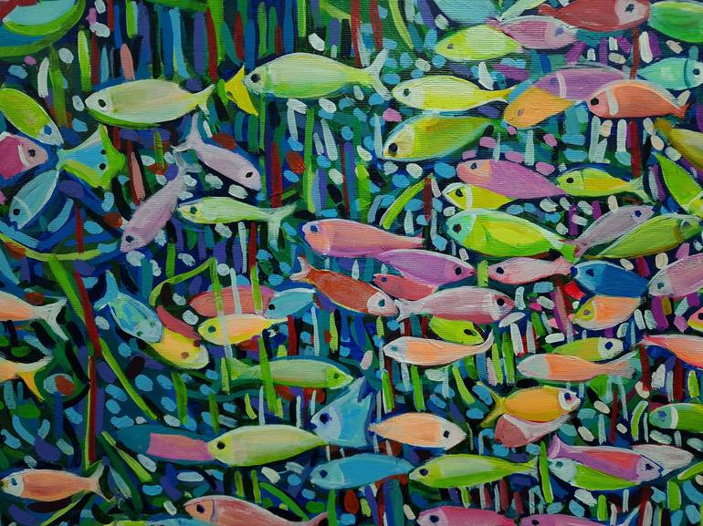 Original Contemporary Fish Painting by Alexandra Djokic