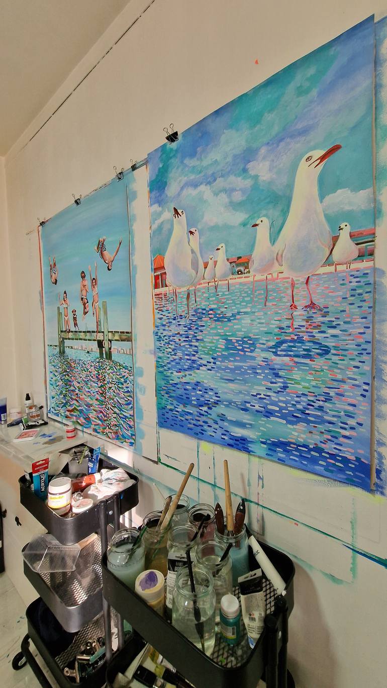 Original Color Field Painting Beach Painting by Alexandra Djokic