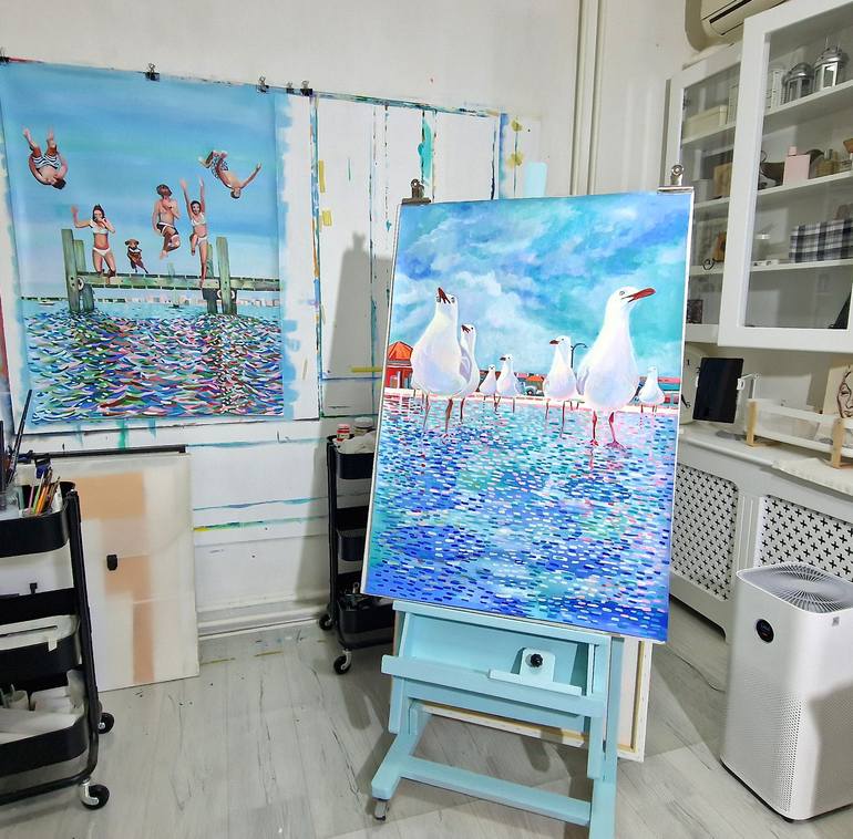 Original Color Field Painting Beach Painting by Alexandra Djokic