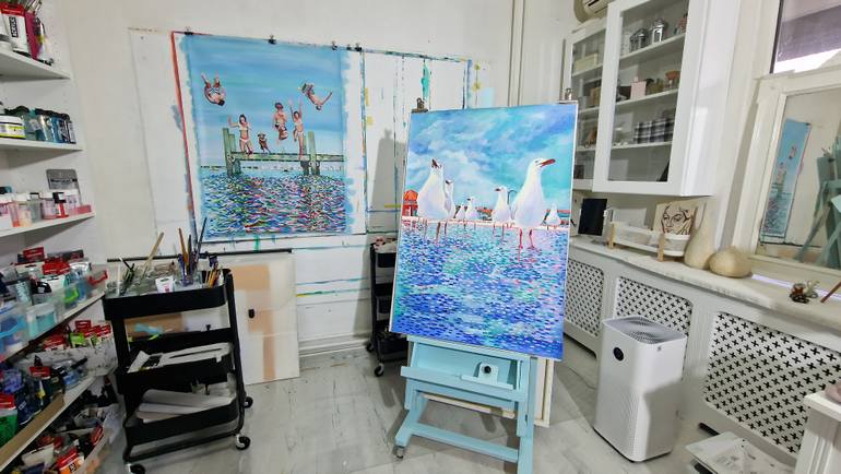 Original Color Field Painting Beach Painting by Alexandra Djokic