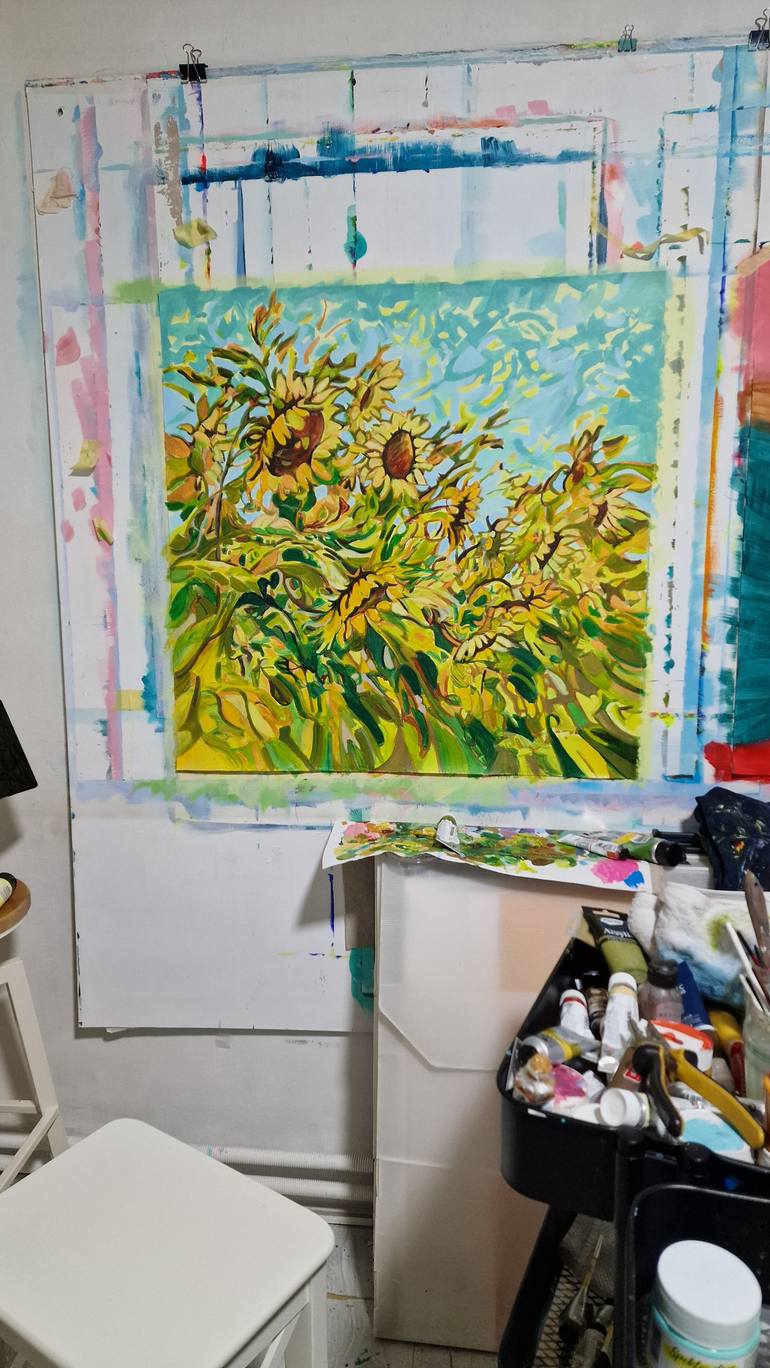 Original Color Field Painting Floral Painting by Alexandra Djokic