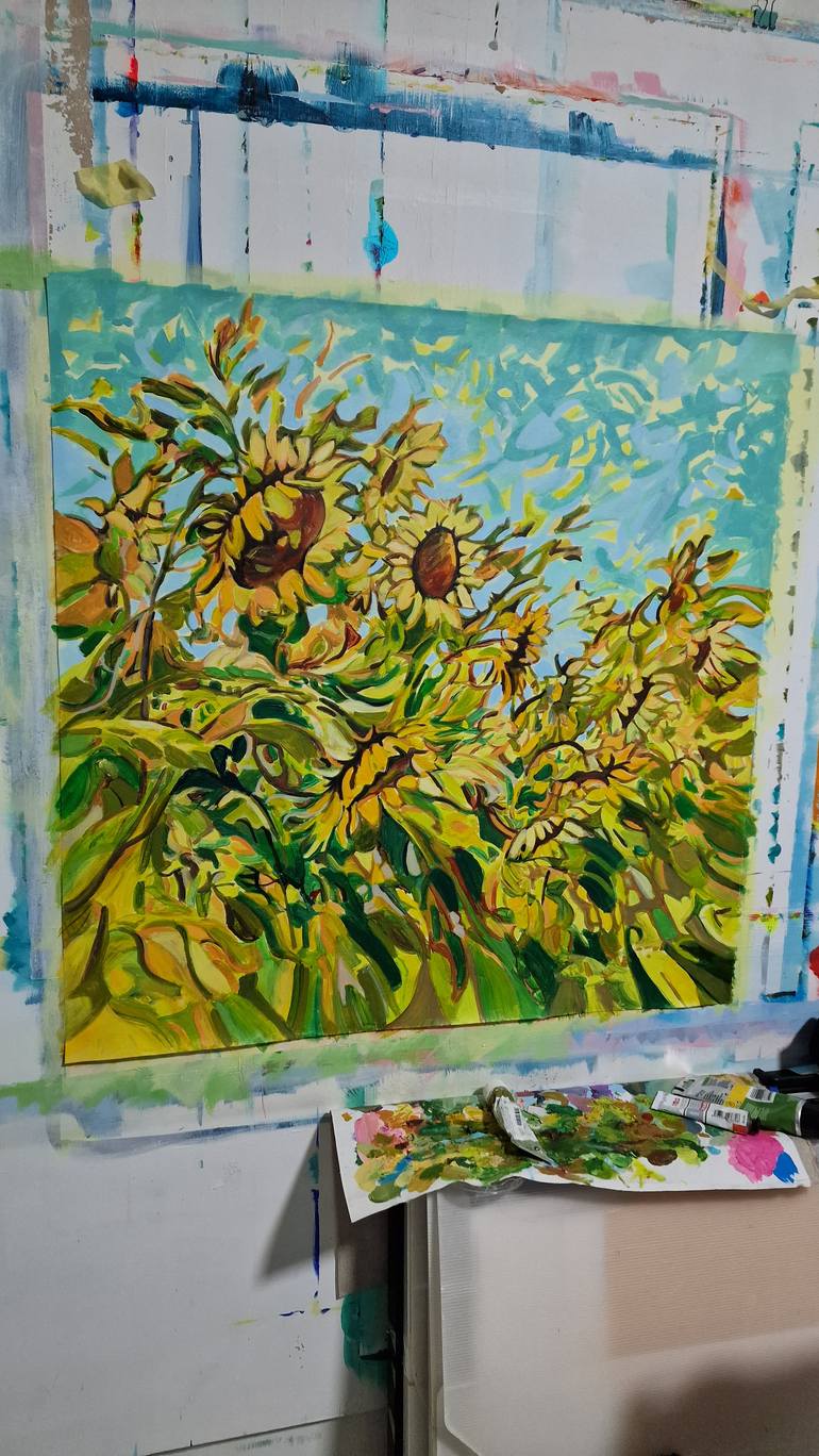 Original Color Field Painting Floral Painting by Alexandra Djokic