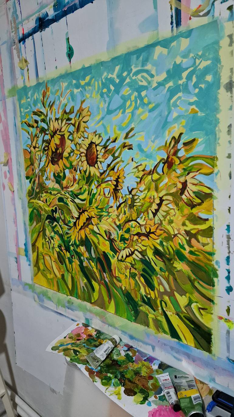 Original Color Field Painting Floral Painting by Alexandra Djokic