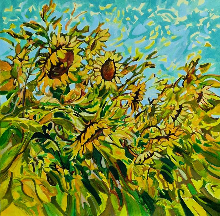 Original Color Field Painting Floral Painting by Alexandra Djokic
