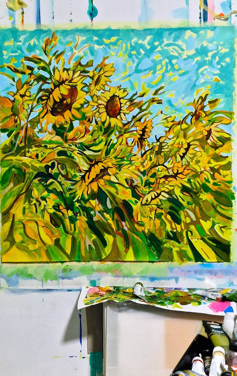 Original Color Field Painting Floral Painting by Alexandra Djokic