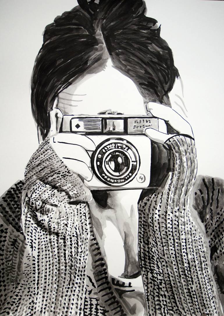 photographer with camera drawing