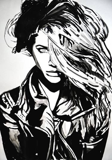 Girl in black jacket / 72 x 51 cm thumb