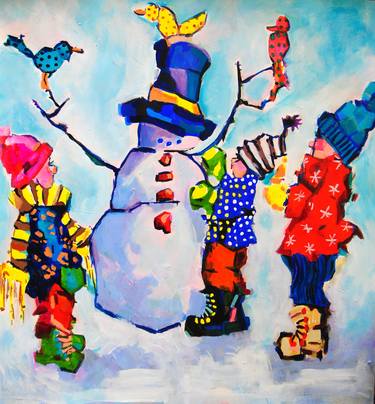Children make snowman / 74.5 x 70 cm thumb