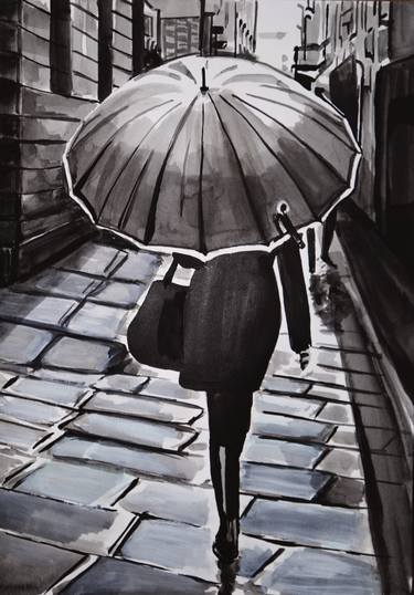 Girl with umbrella /42 X 29.7 cm thumb