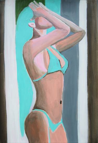 Woman with turquoise hair / 42 x 29.7 cm thumb