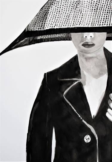 Lady with umbrella / 70 x 50 cm thumb