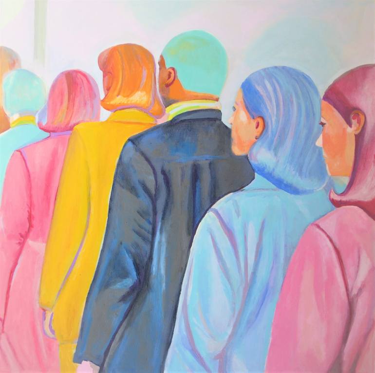 People / 90 x 90 cm Painting by Alexandra Djokic | Saatchi Art