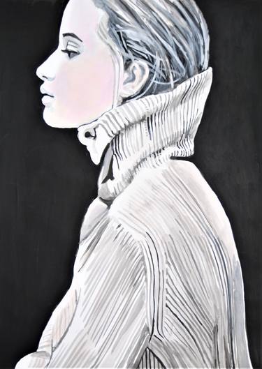 A girl in a winter sweater / 70 X 50 cm thumb