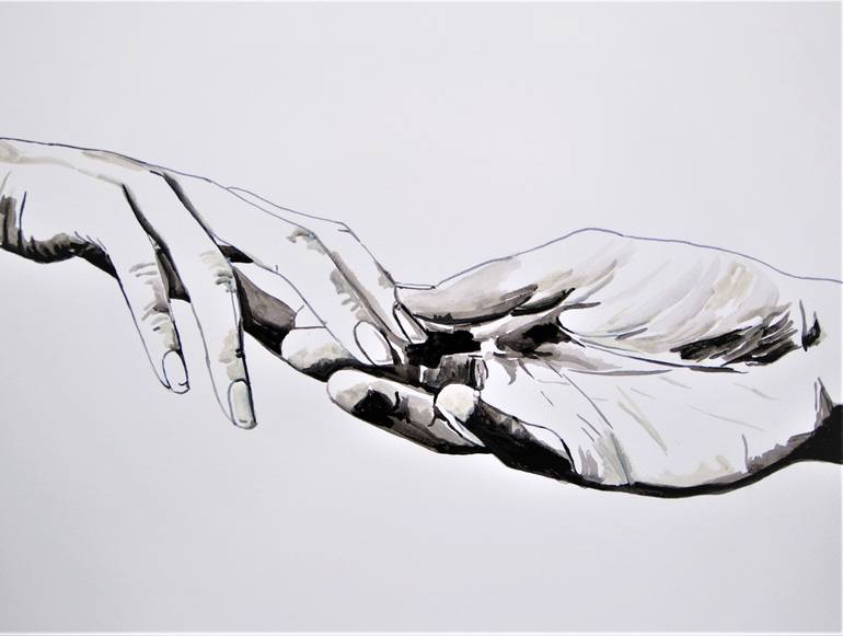 Touch / 55,5 x 38 cm Drawing by Alexandra Djokic Saatchi Art