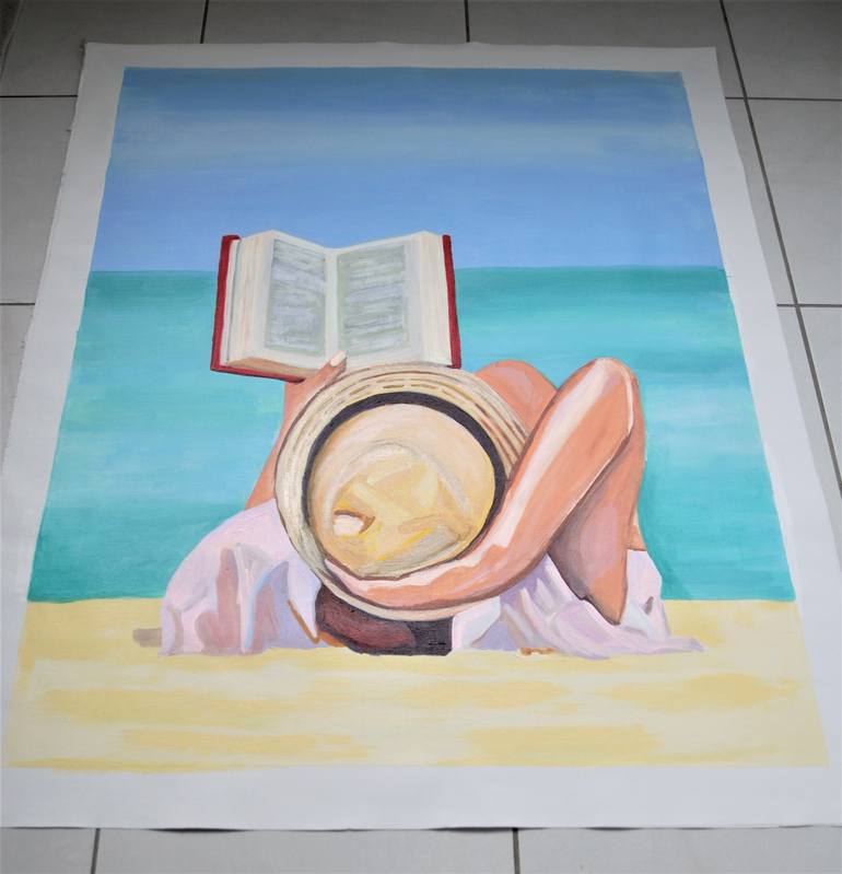 Original Folk Beach Painting by Alexandra Djokic