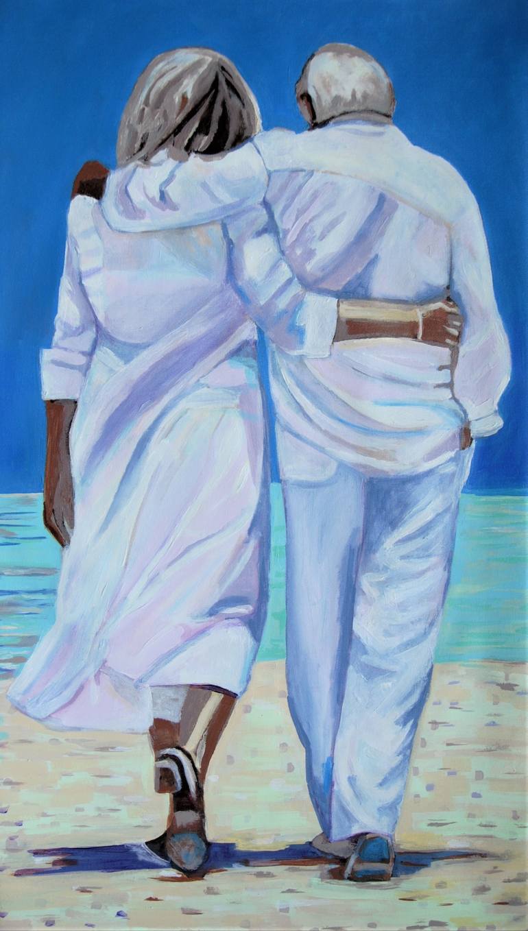 Original Figurative Beach Painting by Alexandra Djokic