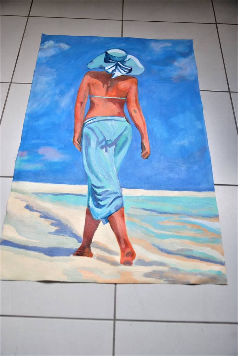 Original Figurative Beach Painting by Alexandra Djokic