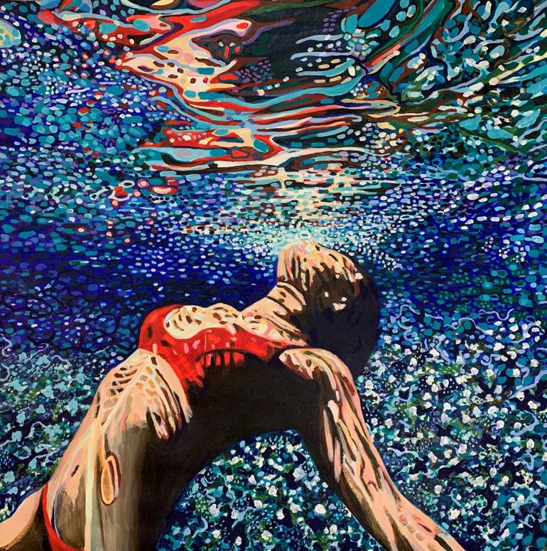 Original Figurative Beach Painting by Alexandra Djokic