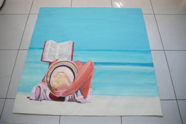 Original Figurative Beach Painting by Alexandra Djokic