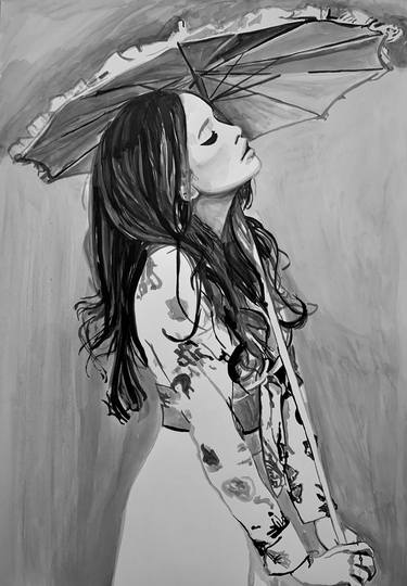 Girl with umbrella / 100 x 70 cm thumb