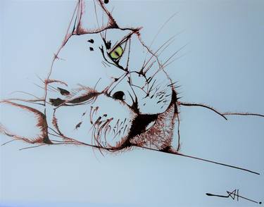 Original Abstract Expressionism Animal Drawings by Akemi Watanabe