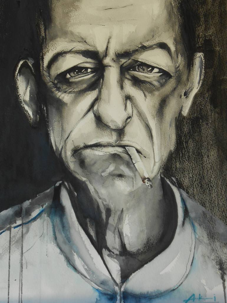 Original Expressionism Men Drawings by Akemi Watanabe