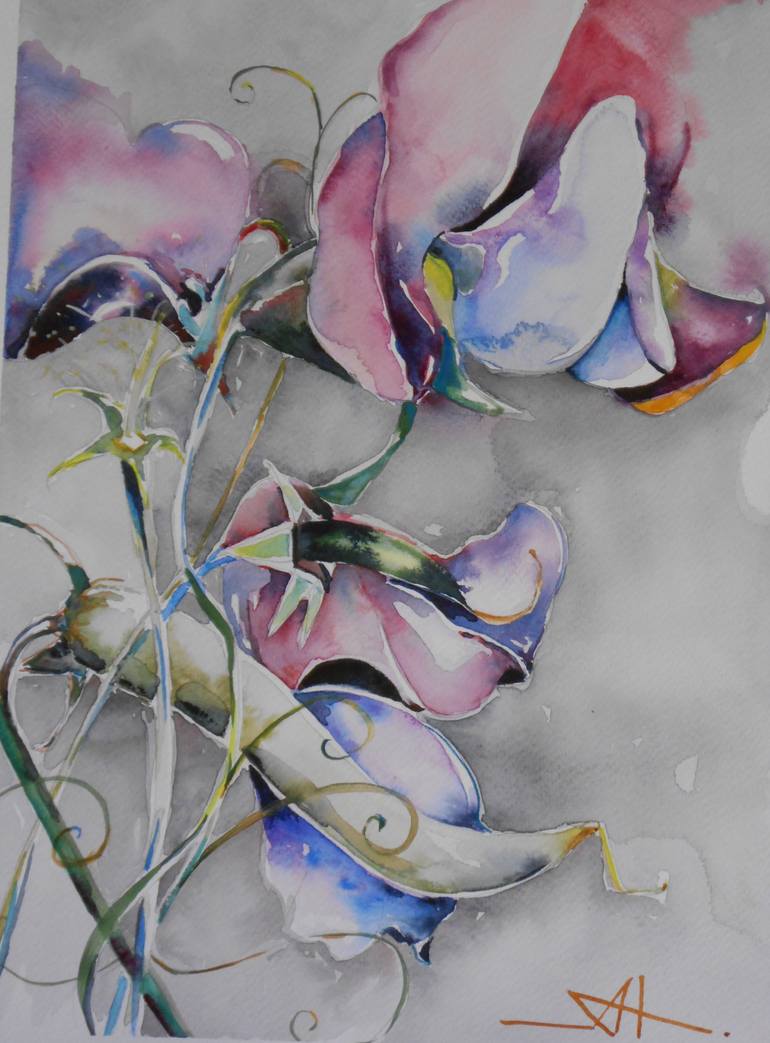 Original Expressionism Floral Painting by Akemi Watanabe