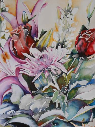 Original Fine Art Floral Paintings by Akemi Watanabe