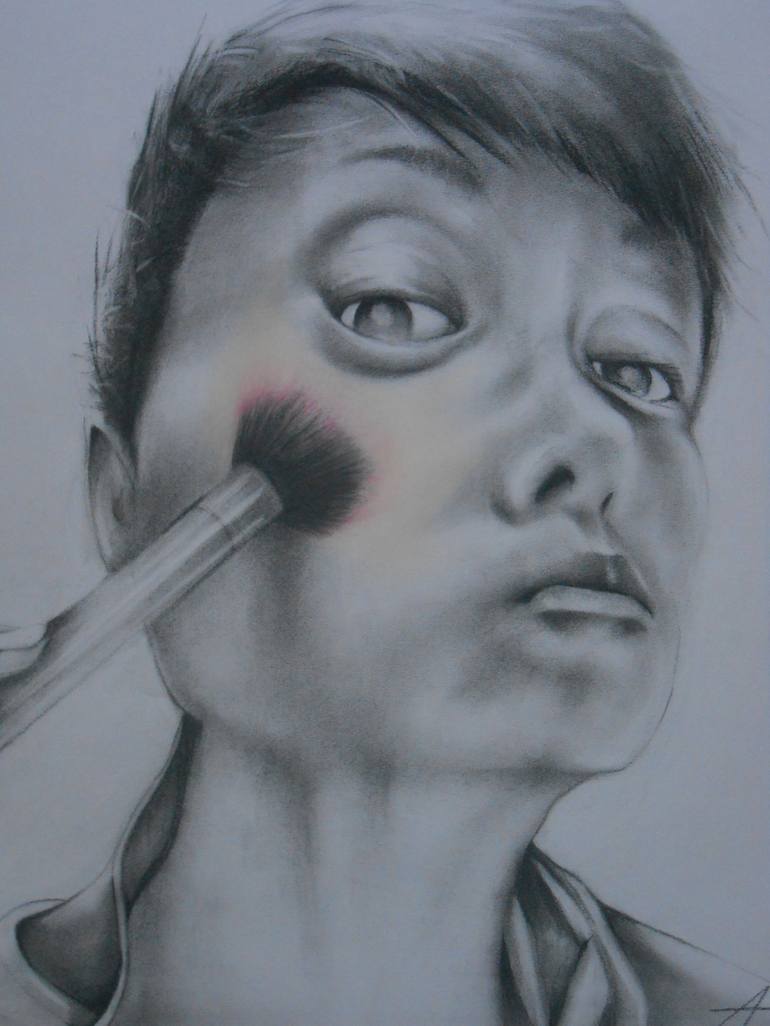 Original Expressionism Portrait Drawings by Akemi Watanabe