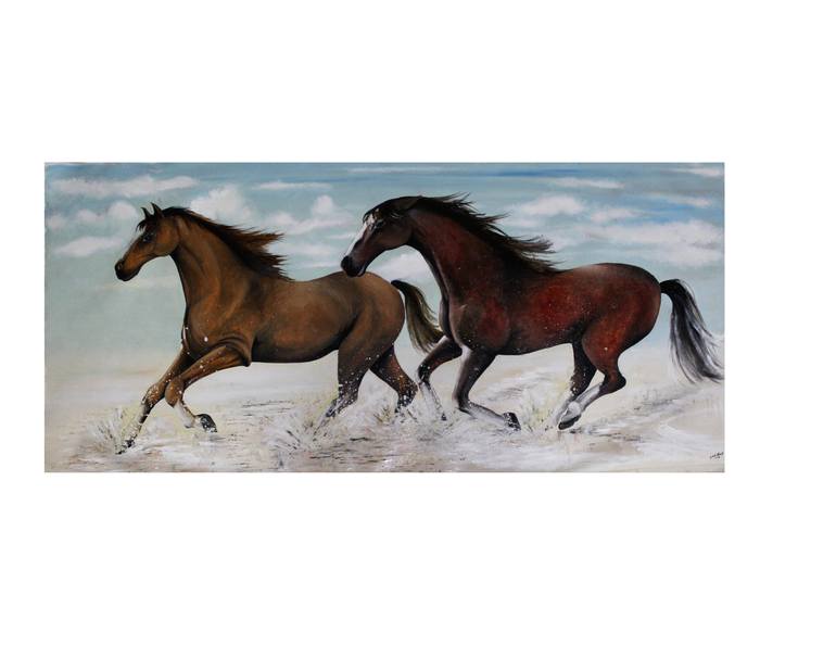 horse running painting