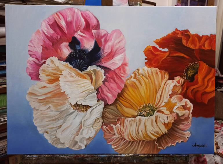 Original Contemporary Floral Painting by Anna Rita Angiolelli