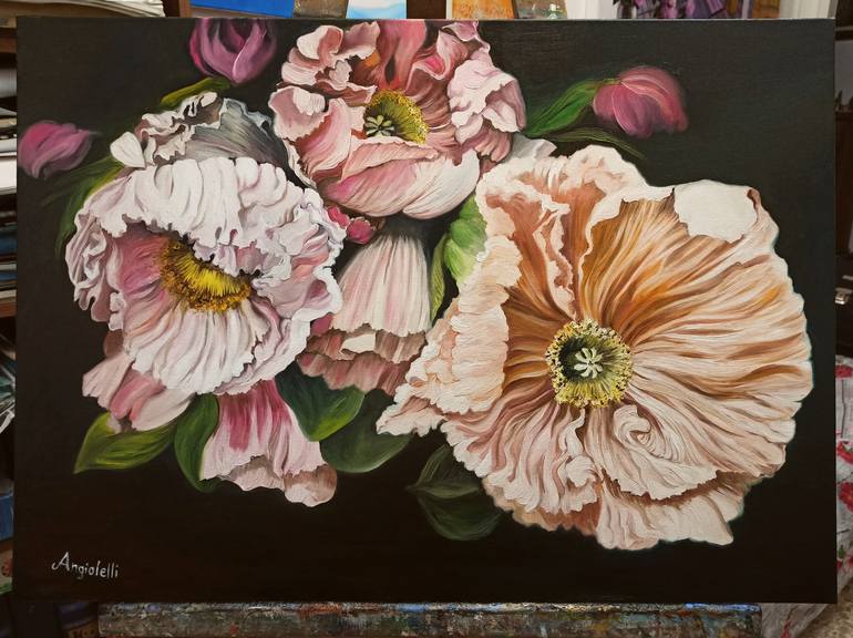 Original Figurative Floral Painting by Anna Rita Angiolelli