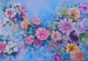 Original Figurative Floral Paintings by Anna Rita Angiolelli