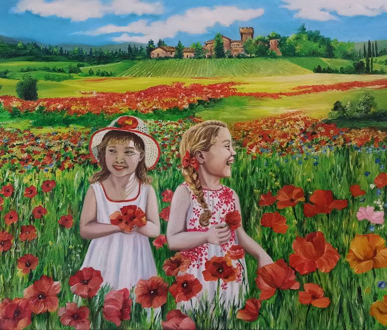 Original Figurative Landscape Painting by Anna Rita Angiolelli
