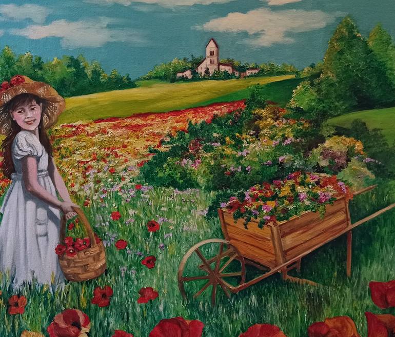 Original Illustration Landscape Painting by Anna Rita Angiolelli