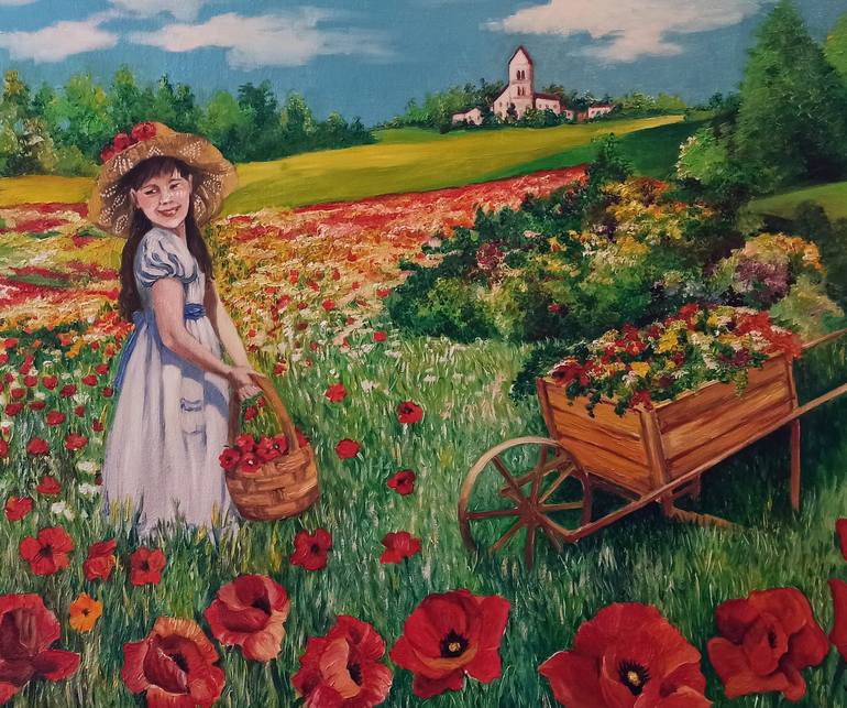 Original Illustration Landscape Painting by Anna Rita Angiolelli